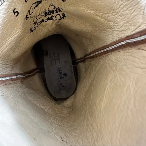 Macie Bean floral brown cowboy boots square toe rose garden leather pink blue - Picture 9 of 11